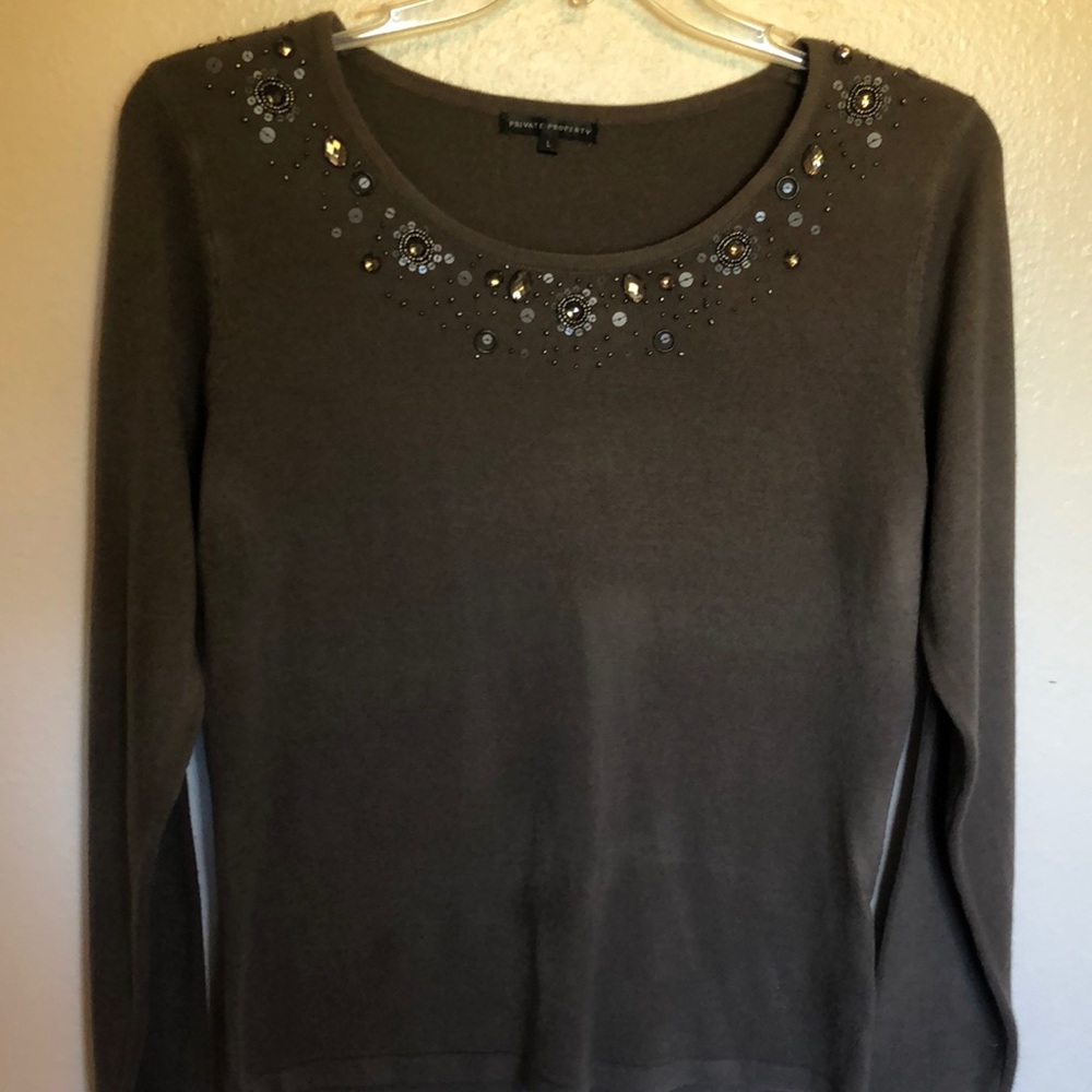 Brown jeweled sweater